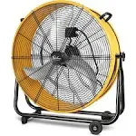 Simple Deluxe 24 inch Heavy Duty Metal Industrial Drum Fan, 3 Speed Floor Fan for Warehouse, Workshop, Factory and Basement