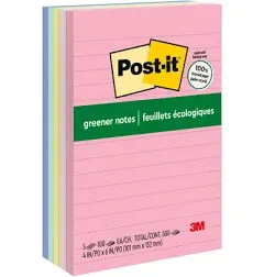 Post-it Greener Notes 4 in x 6 in Lined Cle