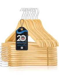 SereneLife 30 Premium Wooden Hangers Smooth Finish Space Saving Heavy Duty Suit Clothes Hanger Set