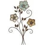 Stratton Home Decor S02369 Tricolor Flower Wall Decor, 19.25 W x 1.50 D x 30.00 H, Multi