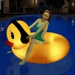 DeeprBetter Inflatable Duck Pool Float with Lights, Solar Powered Pool Inflatables Duck Floaties for Adults Kids, 42" Large Animal Swim Tube Ring Pool Float with Fast Valves Summer Beach Pool Lounge