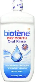 biotène Oral Rinse Mouthwash for Dry Mouth, Breath Freshener and Dry Mouth Treatment, Fresh Mint - 33.8 fl oz