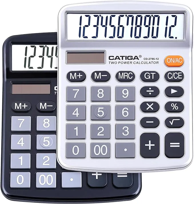 Catiga Desktop Calculator (2 Pack) 12 Digit