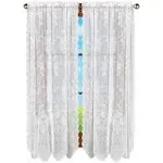 Lace Rose Pattern Rod Pocket Top Window Curtains