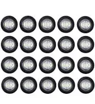 (Pack of 20) TMH 3/4 Inch Mount White LED Clearance Bullet Marker lights, Side LED marker lights for trailer Truck RV Car Bus Van