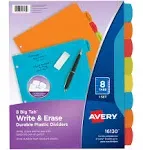 Avery Big Tab Write and Erase Durable Plastic Dividers 8-Tab Letter Assorted 1 Set