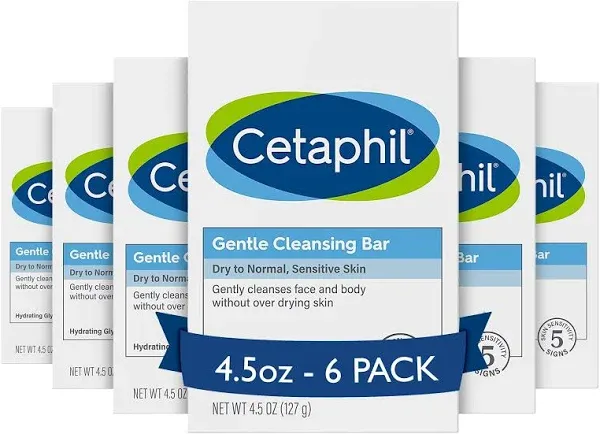 Cetaphil Soap Bar 3 Ct x 4.5 oz. Gentle Cleanser Non-Irritating Hypoallergenic