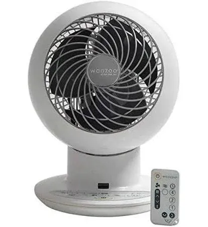 WOOZOO Compact Globe Oscillating Fan with Remote - 5 Speed - White