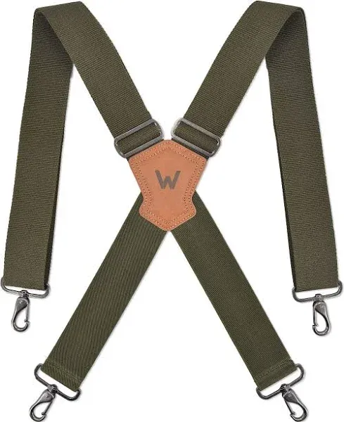 WELKINLAND Green suspenders for men, 2 inch wide suspenders, Work suspenders, Suspenders military, Camo suspenders for men, Suspenders with belt loops, Heavy duty work suspenders