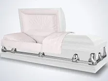 Orion Series | White Steel Casket with Pink Interior