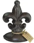 Cast Iron Fleur De Lis Door Stop Bookend  - Brown