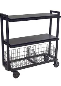 Atlantic Modular Mobile Storage Cart System, with Interchangeable Shelves & Baskets, Powder-Coated All-Steel Frame, 3-Tier, Caster Wheels for Mobility, PN 23350329, in Black