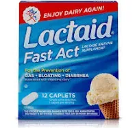 Lactaid Fast Act Lactose Intolerance Caplets, 120 Count Prevention of Gas Bloating Diarrhea Largest Bulk Size