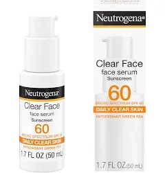 2  Neutrogena Clear Face Serum 60+Sunscreen 1.7 Oz Each EXP-05/2025