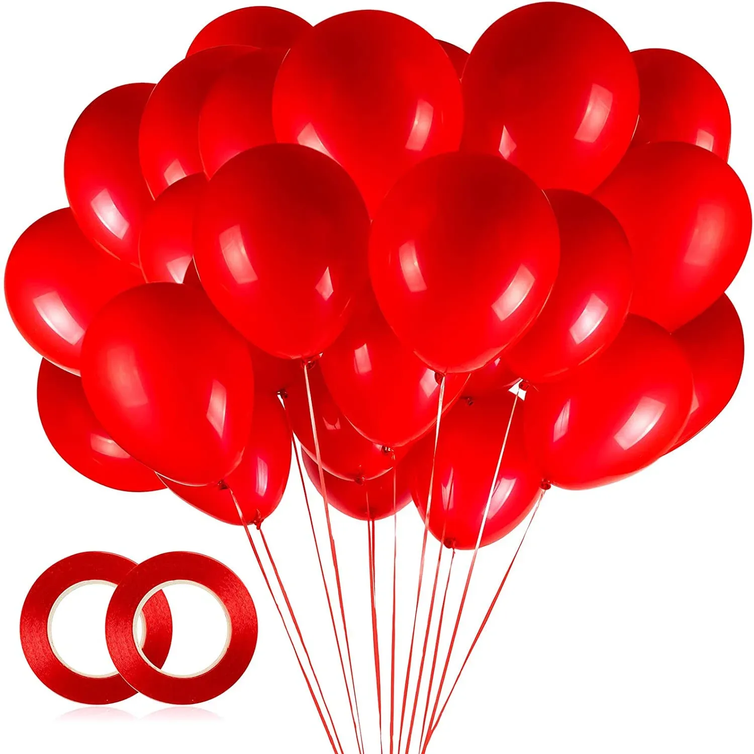 100pcs Red Balloons, 12 inch Red Latex Party Balloons Helium Quality for Like Birthday Party,Wedding, Anniversary, Christmas or Vanlentine's Party Decoration (with Red Ribbon)…