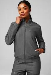 Fabletics Daily 3-Pocket Scrub Jacket, Large, Heather Grey