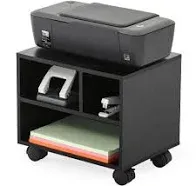 Printer Stand W/ Wheels Mobile Under Desk Work Cart 3 Open Storage Sturdy White