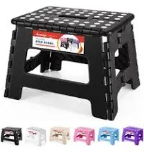 Folding Step Stool 9&#039;&#039; Tall Kids Step Stool Holds up to 300 Lb Plastic Foldable 