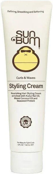 Sun Bum Curls &amp; Waves Styling Cream | 5 fl oz / 148 mL | Define, Smooth, Soften