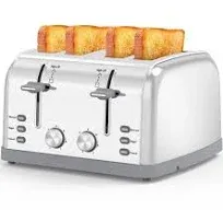 Toaster 4 Slice,Retro Stainless Steel Toater with 7 Shade Settings,Best Prime Toaster for Waffles, 4 Slice Toaster with 3 Mode，Bagels and More Lainsten Toaster T-527