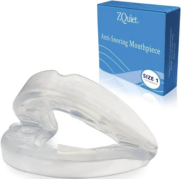 ZQuiet, Anti-Snoring Mouthpiece, Comfort Size #1, Single Refill, Clear, Made in USA, BPA-Free, Medical-Grade Material