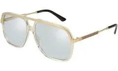 Gucci GG0200S Mens Pilot Designer Polarized Sunglasses Yellow Gold 57mm 4 Opt.