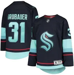 Outerstuff Youth Philipp Grubauer Deep Sea Blue Seattle Kraken Home Player Jersey