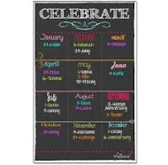 Magnetic birthday dry erase calendar Black Color, Birthdays to remember- Magn...