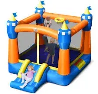 Costway Inflatable Bounce House Kids Magic Castle w/ Large Jumping Area Blower