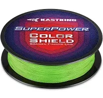 KastKing Superpower ColorShield Braided Fishing Line - Colorfast Braided Line, 100% Solution Dyed UHMWPE Fiber, Smooth & Strong Superline, Near Zero Stretch, Sensitive, High Abrasion Resistance