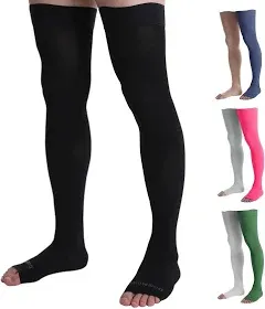 Doc Miller Thigh High Open Toe Compression Hose mmHg Opaque Stockings