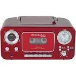 Studebaker SB2135BTRS Portable Stereo CD Player with Bluetooth, AM/FM Stereo Radio and Cassette Player/Recorder - Red