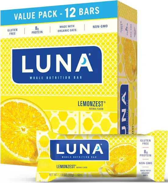 Whole Nutrition Bar, Lemon Zest, 1.69 oz Bar, 15 Bars/Box