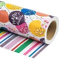 WRAPAHOlic Birthday Reversible Wrapping Paper Mini Roll