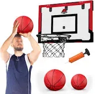 HYES 24" x 16" Large Basketball Hoop Indoor for Adults, Over The Door Basketball Hoop with Sturdy Backboard, Big Basketball Toys Gifts Ideas for Man