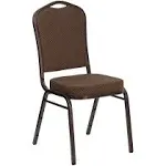 Hercules Series Crown Back Stacking Banquet Chair - Brown Patterned Fabric/Copper Vein Frame