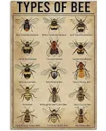 Types of Bee Retro Nostalgic Art Print Poster Tin Sign Cafe Bar Metal Sign Garage Plaque 8x12 Inches