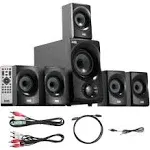 Acoustic Audio Aa5172 Home Theater 5.1 Bluetooth Speaker System with USB / SD