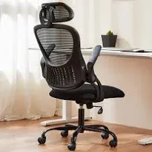  Home Office Desk Chair, Ergonomic Computer Managerial Grey Flip-up Armrest