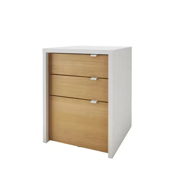 Nexera Chrono White and Natural Maple 3-Drawer Filing Cabinet 211239