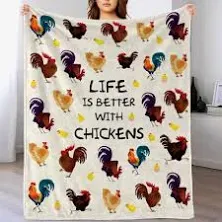 Chicken Rooster Flannel Throw Blanket