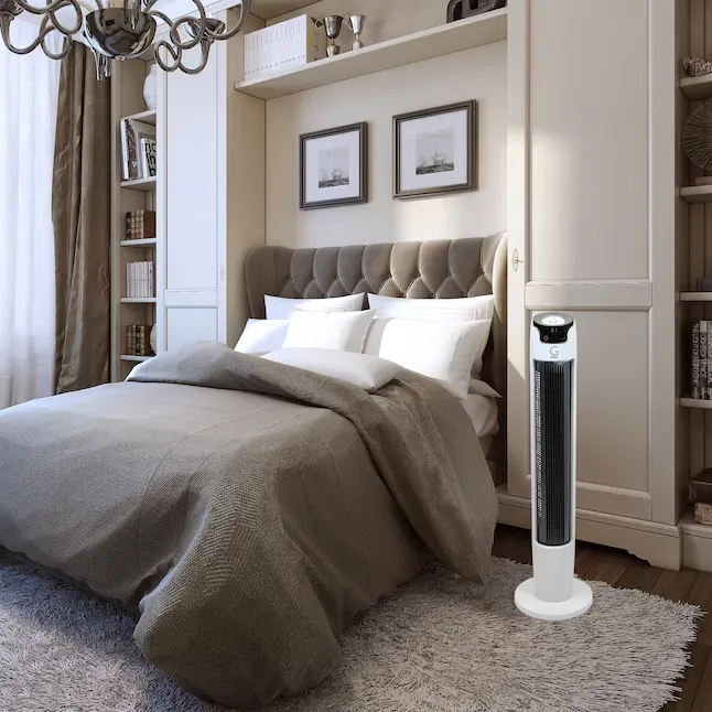 Genesis Powerful 43 Inch Oscillating Tower Fan With Max Air Quiet Technology And Remote