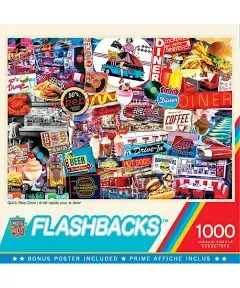 MasterPieces - 1000 Piece Jigsaw Puzzle, Quick Stop Diner, Fun for Adults, Family, Kids, Non-Glare Finish, 19.25" x 26.75"