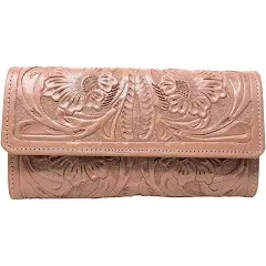 Mauzari Geneva Women's Tooled Leather Wallet (Honey)