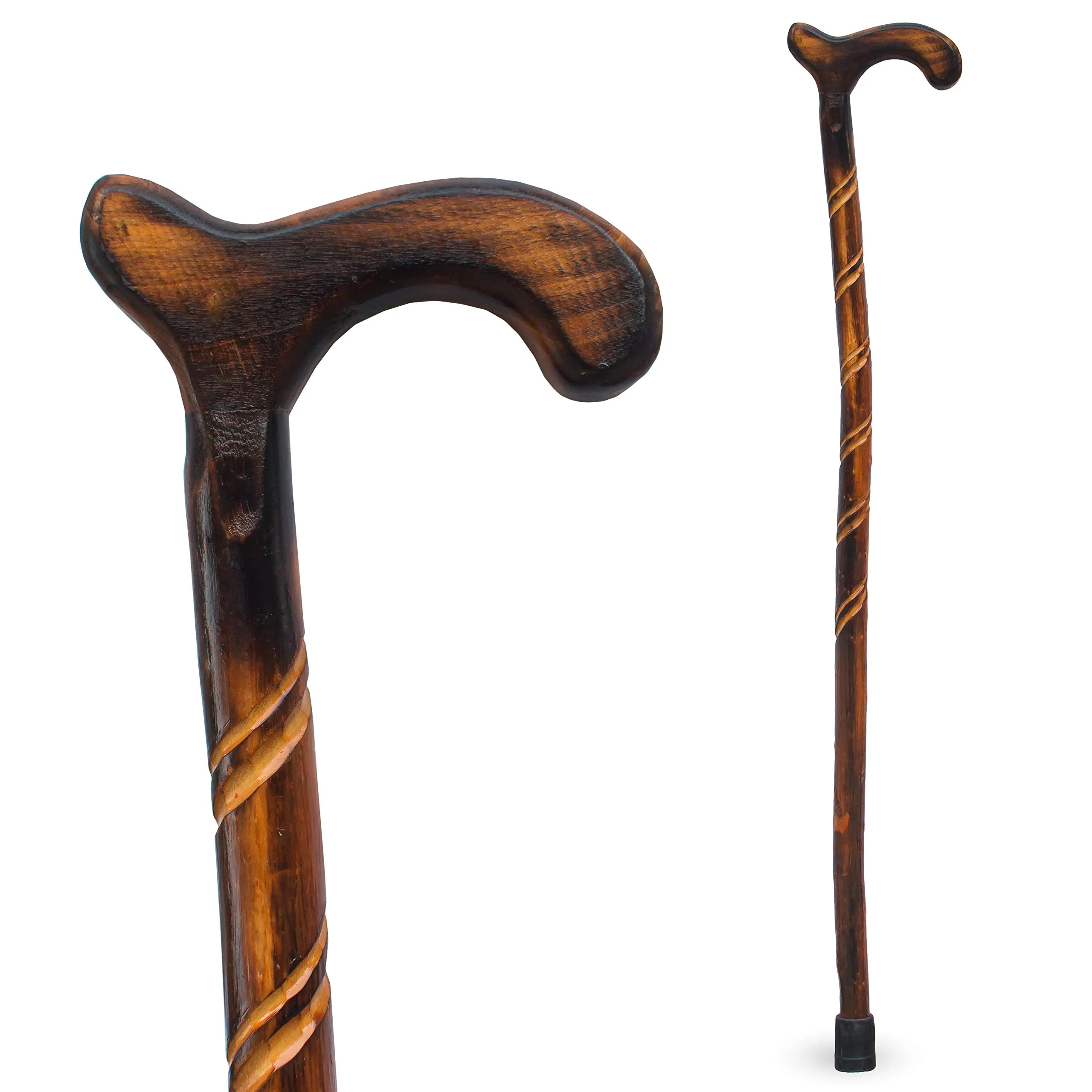 RMS Wood Cane - 36 Inch Natural Wood Walking Stick - Handcrafted Wooden Offset Canes and Walking Canes for Men or Women