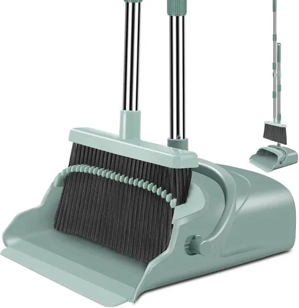 kelamayi Broom and Dustpan Set for Home, Office, Stand Up Broom and Dustpan