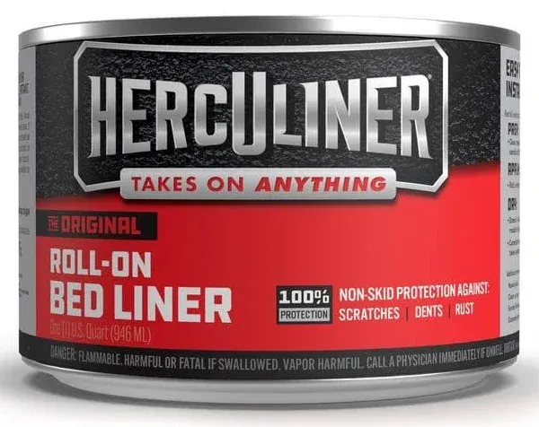 J-B Weld HERCULINER Truck Bed Liner, Black, 1 Quart 1 Quart, Black 