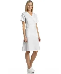 Marvella by White Cross Women's Pleated Mock Wrap Scrub Dress