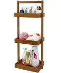 Teak Wood Shower Caddy Corner, 2 Tier Bathroom Organizer Countertop, Standing...