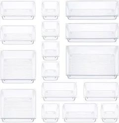 Seseno 16 Pcs Clear Plastic Drawer Organizers Set